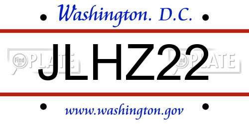 JLHZ22 District Of Columbia License Plate