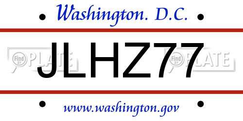 JLHZ77 District Of Columbia License Plate