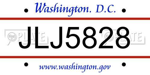 JLJ5828 District Of Columbia License Plate