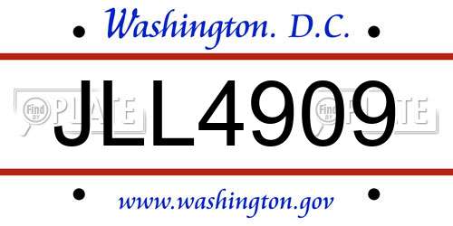 JLL4909 District Of Columbia License Plate