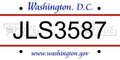 JLS3587 District Of Columbia License Plate