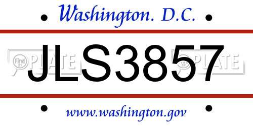 JLS3857 District Of Columbia License Plate