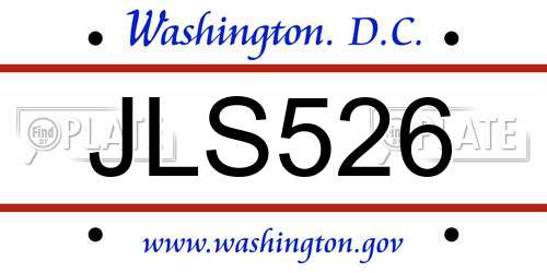 JLS526 District Of Columbia License Plate