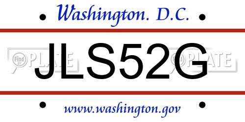 JLS52G District Of Columbia License Plate