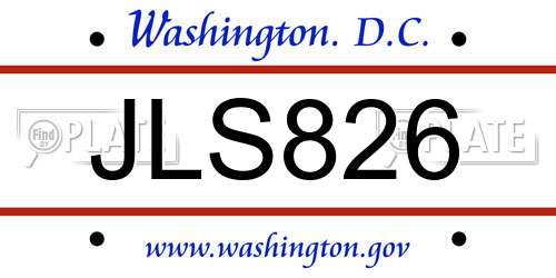 JLS826 District Of Columbia License Plate