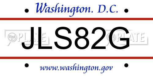 JLS82G District Of Columbia License Plate