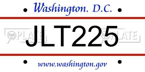 JLT225 District Of Columbia License Plate