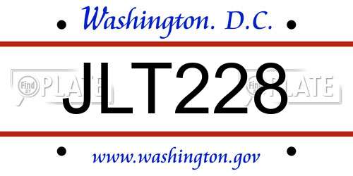 JLT228 District Of Columbia License Plate