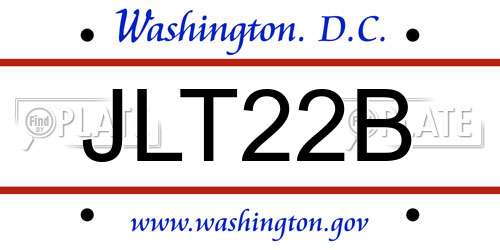 JLT22B District Of Columbia License Plate