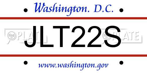 JLT22S District Of Columbia License Plate