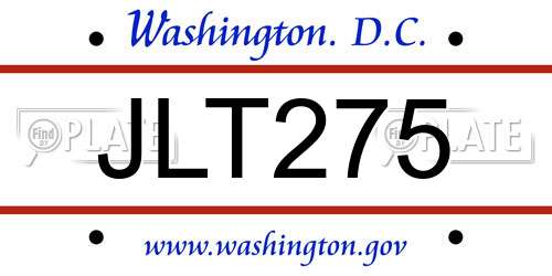 JLT275 District Of Columbia License Plate