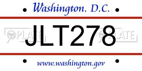 JLT278 District Of Columbia License Plate