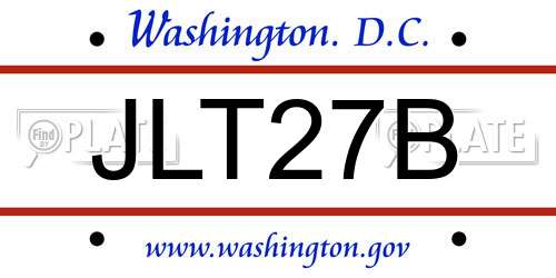 JLT27B District Of Columbia License Plate