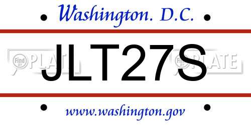 JLT27S District Of Columbia License Plate