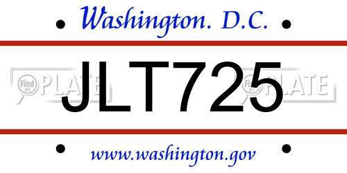 JLT725 District Of Columbia License Plate