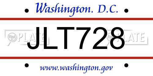 JLT728 District Of Columbia License Plate