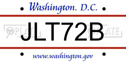 JLT72B District Of Columbia License Plate