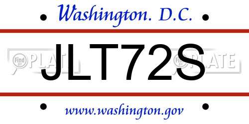 JLT72S District Of Columbia License Plate