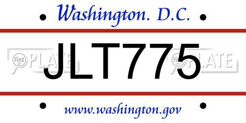 JLT775 District Of Columbia License Plate