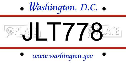 JLT778 District Of Columbia License Plate