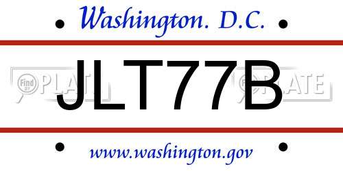 JLT77B District Of Columbia License Plate
