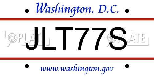 JLT77S District Of Columbia License Plate