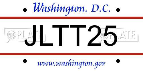 JLTT25 District Of Columbia License Plate