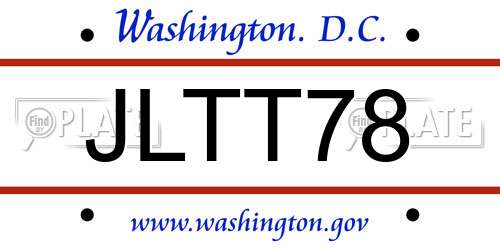 JLTT78 District Of Columbia License Plate