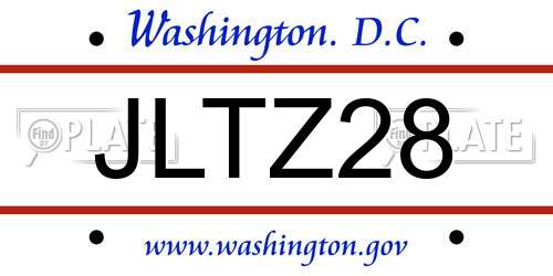 JLTZ28 District Of Columbia License Plate