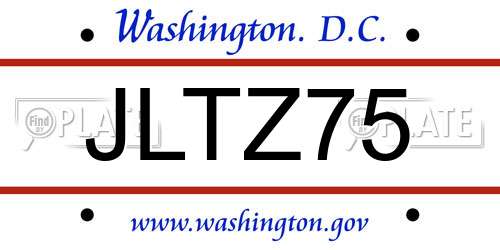 JLTZ75 District Of Columbia License Plate