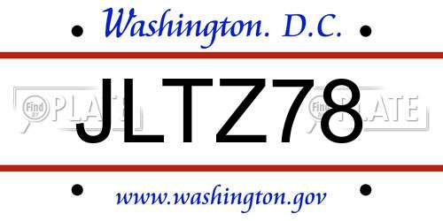 JLTZ78 District Of Columbia License Plate
