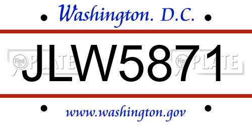 JLW5871 District Of Columbia License Plate
