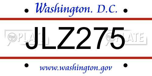 JLZ275 District Of Columbia License Plate