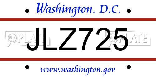 JLZ725 District Of Columbia License Plate