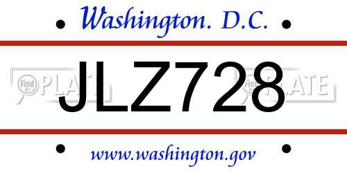 JLZ728 District Of Columbia License Plate