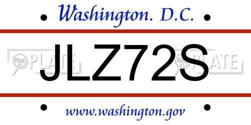 JLZ72S District Of Columbia License Plate