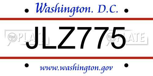 JLZ775 District Of Columbia License Plate