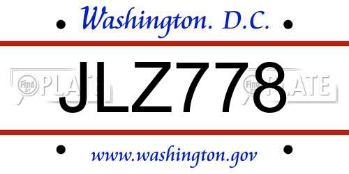 JLZ778 District Of Columbia License Plate