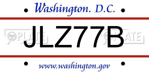 JLZ77B District Of Columbia License Plate