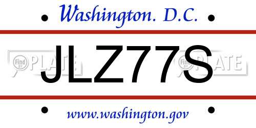 JLZ77S District Of Columbia License Plate