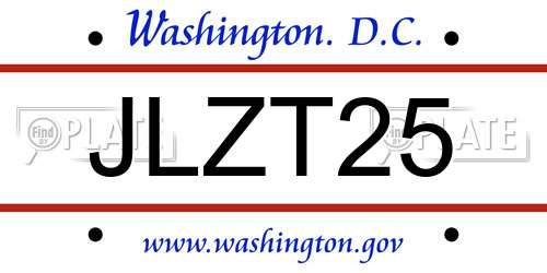 JLZT25 District Of Columbia License Plate