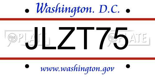 JLZT75 District Of Columbia License Plate