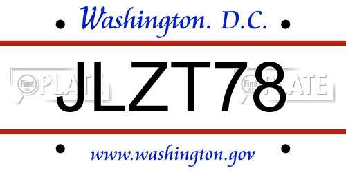 JLZT78 District Of Columbia License Plate