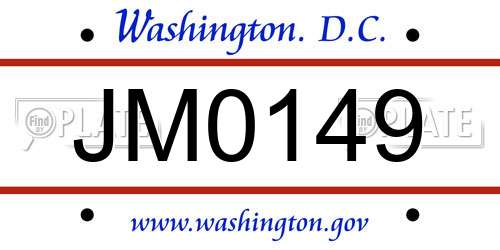 JM0149 District Of Columbia License Plate