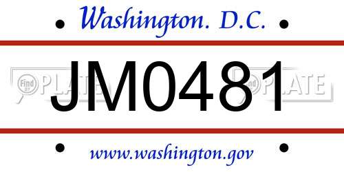 JM0481 District Of Columbia License Plate