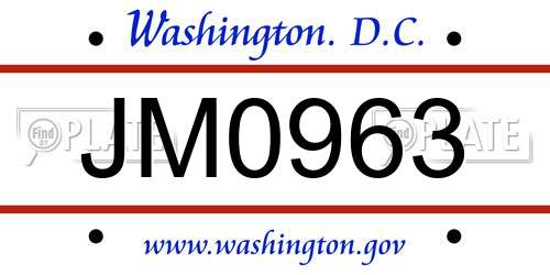 JM0963 District Of Columbia License Plate