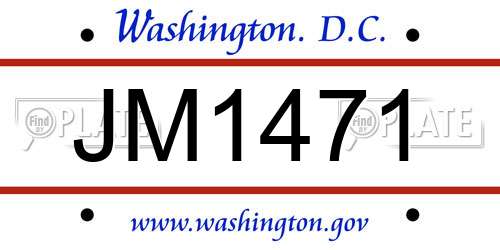 JM1471 District Of Columbia License Plate