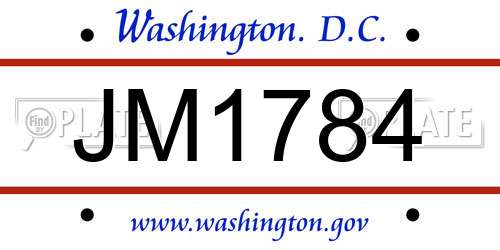 JM1784 District Of Columbia License Plate