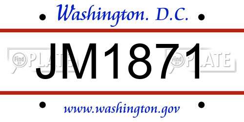 JM1871 District Of Columbia License Plate