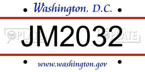 JM2032 District Of Columbia License Plate